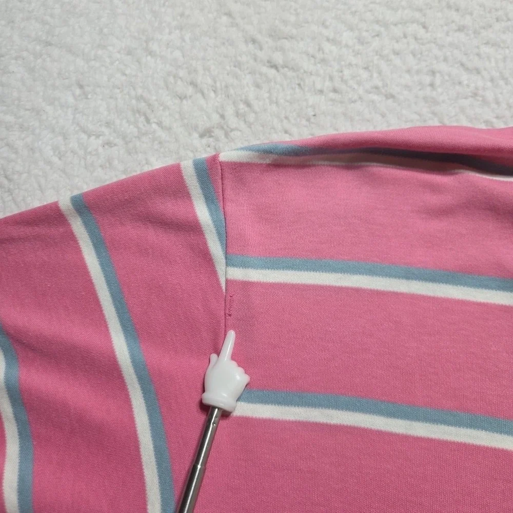 Vintage Polo Ralph Lauren Knit Polo Men's   XL Pink‎ White Striped Made In USA